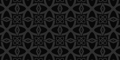 Seamless black geometric pattern with modern abstract shapes.