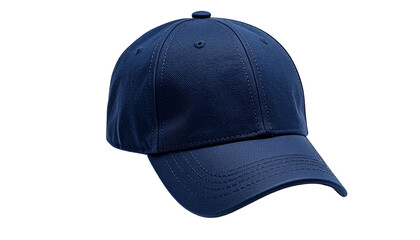 Solid navy ball cap against black