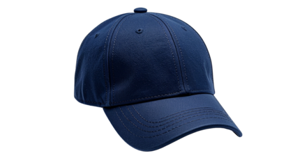 Solid navy ball cap against black