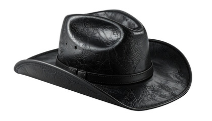 Sleek black cowboy hat on black backdrop