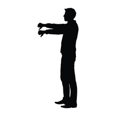 Silhouette of Man Showing Double Thumbs Down Gesture, Expressing Disapproval, Negative Feedback, and Dislike