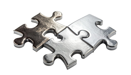 Three interlocking metal puzzle pieces