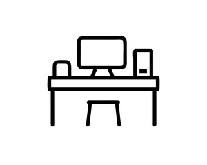 Modern desk with computer and chair for work