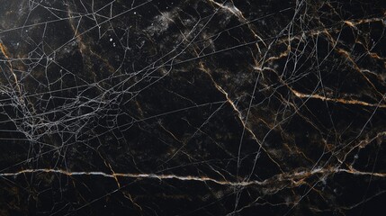Top-View Hyper-Realistic Photography of Dark Marble Texture with Spider Webs, for Halloween Decor/High-End Backgrounds/Dark-Style Assets