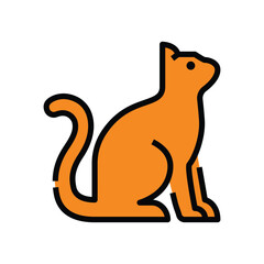 A simple orange cat icon with a black outline sitting upright