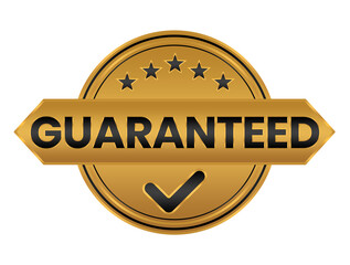 Guaranteed label with ribbon element with circle gold