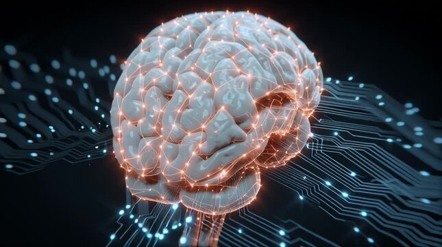 Medical AI Brain Analysis with Glowing Circuits