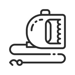 Black line drawing of a retractable dog leash