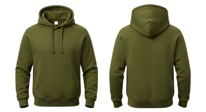 Olive Green Hoodie Front Back Sweatshirt Hood Clothing Apparel Casual Fashion Sportswear Cotton