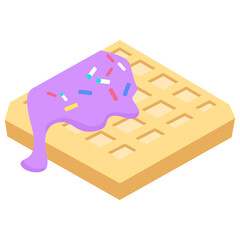 Waffle with Purple Frosting and Colorful Sprinkles Vector