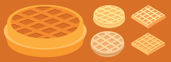 Set of Plain Waffles in Flat Vector Style