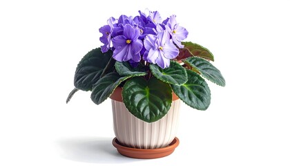 Purple African violet in a pot