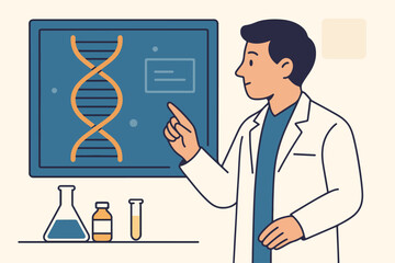 Scientist Analyzing DNA Sequence in Laboratory