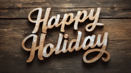 happy holiday written on wooden background no logos no brands ar 169