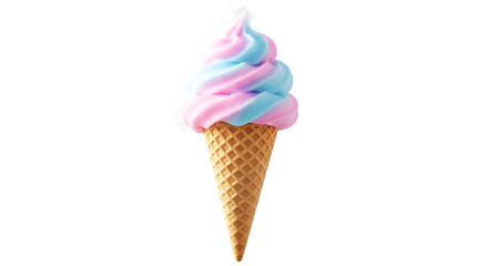 Swirls of delight a cotton candy ice cream cone isolated on transparent background