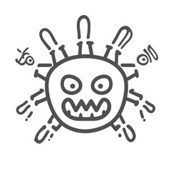 cute character doodle illustration of malware alert notification