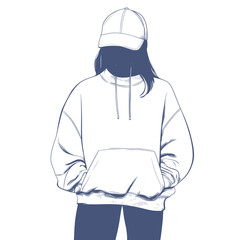 minimal doodle line art illustration of cozy sweatshirt
