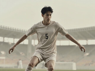 경기장 위를 달리는 축구선수