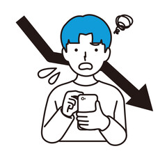 人物 下昇して悲しむ男性