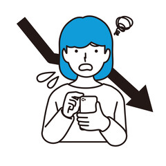 人物 下昇して悲しむ女性