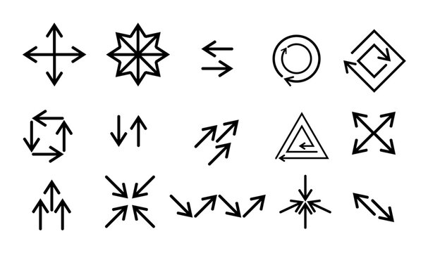 Black arow icon set vector silhouette design isolated on white background