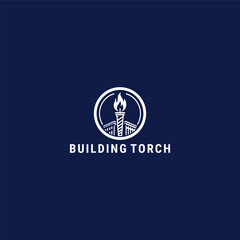 Fototapeta premium Building torch logo icon design template vector illustration