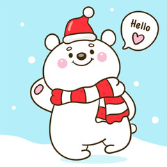 chubby polar bear greeting christmas animal winter character kawaii cartoon
