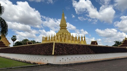 The magnificent Pha That Luang (Great Stupa), a gold-covered Buddhist monument and the most...