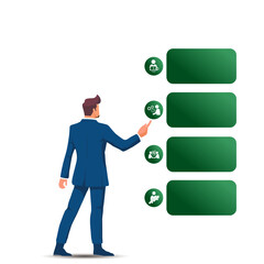 Business Planning and Analysis Infographic with Executive Illustration