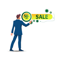 Data Visualization Concept with Confident Businessman in Suit