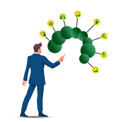 Flat Design Corporate Strategy Presentation with Elegant Male Figure