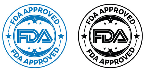 Obraz premium FDA Approved Stamp Icon – Official Label, Badge, Seal, and Logo Vector for Certified Medical or Food Products