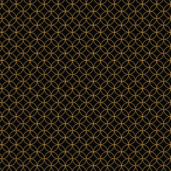 和風背景素材　黒と金の七宝模様　正方形