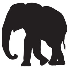Elephant Silhouette Flat Design Vector