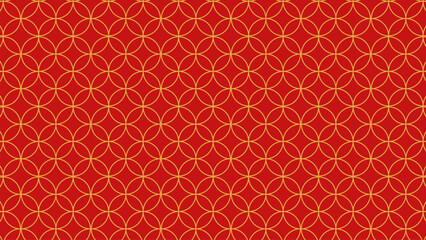 和風背景素材　赤と金の七宝模様　横長　16:9