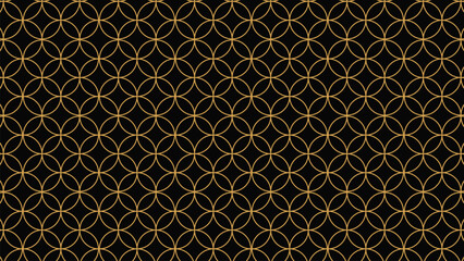 和風背景素材　黒と金の七宝模様　横長　16:9