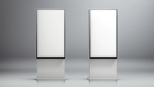 Digital stand signage advertising banner lightbox. Blank isolated mockup billboard marketing panel otdoor design