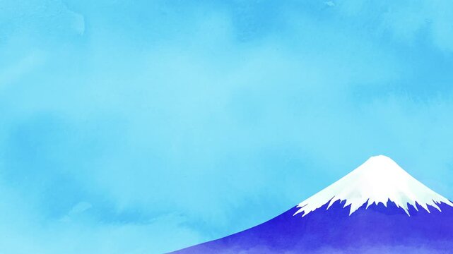 水彩風の富士山の背景ループアニメーション
