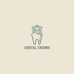 Dental crown logo design template vector illustration