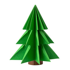 PNG Evergreen Origami Christmas Tree: A meticulously folded paper tree, symbol of holiday season, crafted with precision and creativity. The perfect festive addition.