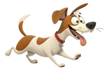A Funny 3D Cartoon Dog Chasing Its Tail isolated on transparent background 