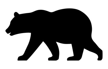 歩く熊のシルエットイラスト