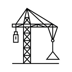 vector illustration of a crane construction tower crane industry metal sky building steel structure equipment blue architecture industrial house technology illustration