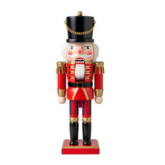 Fototapeta premium A classic, festive Nutcracker figurine (often a soldier or king), isolated on a white or transparent background, PNG, perfect for Christmas, holiday decor, and seasonal themes