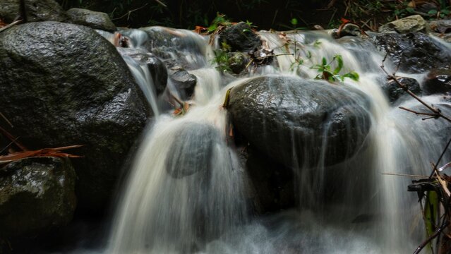 mini waterfall in the river