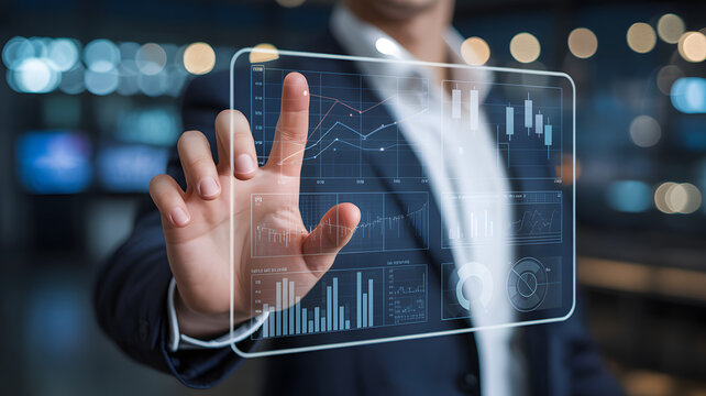 Business analysis data analytics financial analysis stock market chart digital interface technology