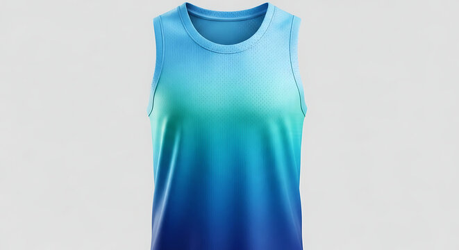 Vibrant ombré athletic tank top featuring a seamless blue and green color transition, designed for dynamic performance and everyday comfortable style