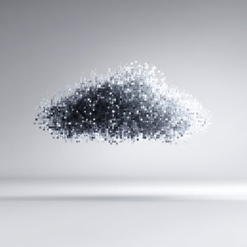 A cloud computing concept, cloud icon made of data, abstract