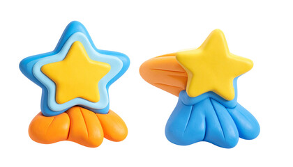 Twin clay stars with flame base