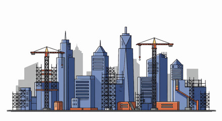 Obraz premium Cityscape Under Construction Modern Buildings and Cranes.